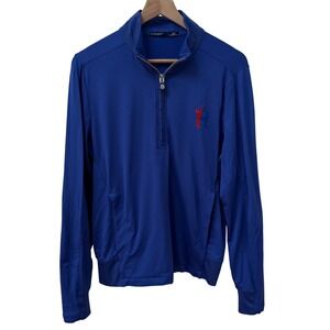 B. Draddy Pullover Size M Royal Blue 1/4 Zip Golf Performance Stretch Mock Neck
